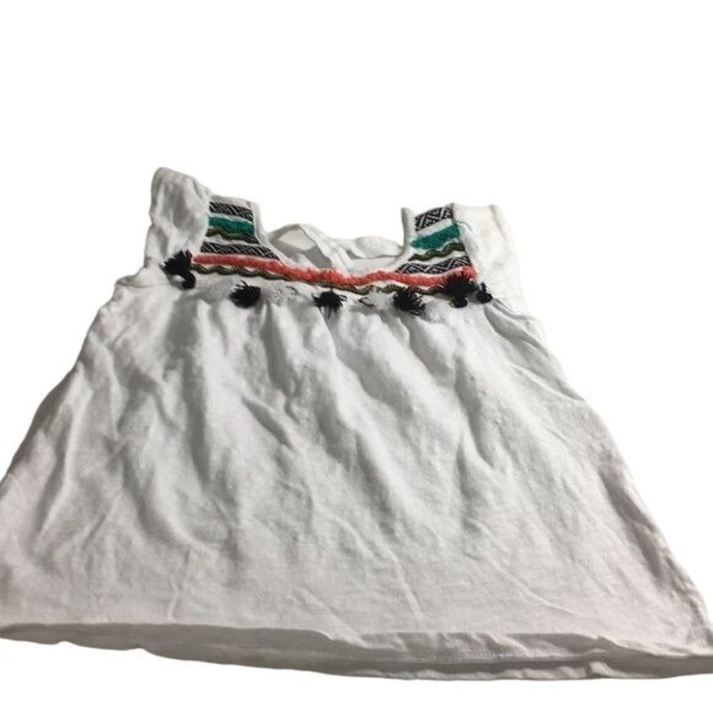 Takara Girls Aztec T-shirt White/Multicolored Fringe SZ S